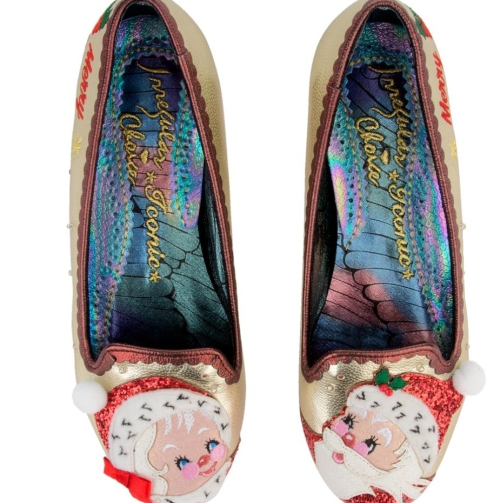 Irregular Choice Gold Santa Flats